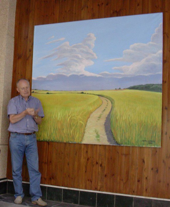 Acrílic sobre tela (150x200). Es una intrerpretació de l'oli L'Urgell. Mural dipositat a Aparthotel CREST d'Arinsal a Andorra.