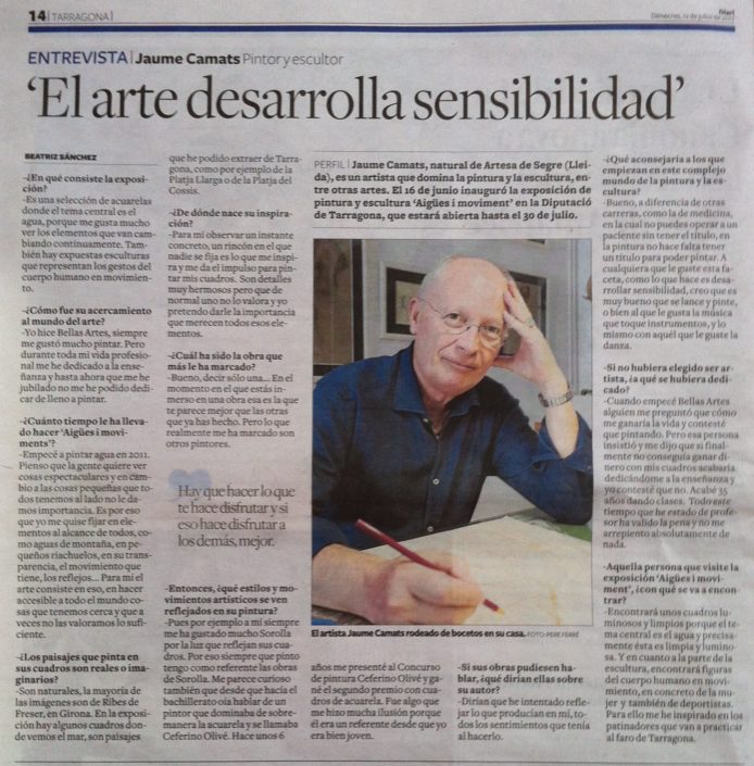 Entrevista publicada al Diari de Tarragona el 12-7-17.